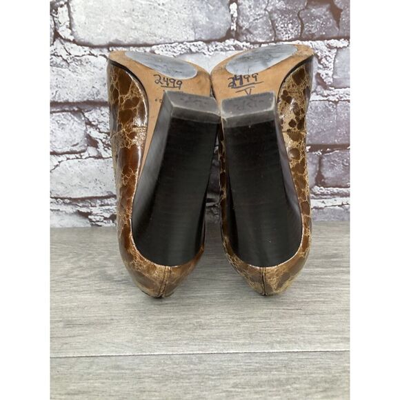 Donald J Pliner Casey Brown Leather Croc Embossed Heels Women’s Sz 7M US/37.5EU - Picture 12 of 16